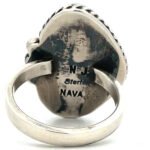 NJ Signed Vintage Native Sterling Silver Braided Triangle Turquoise Ring Size 7.75 - Image 3