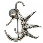 SKO Marked Vintage Art Deco Sterling Silver 3 Corn Husk Bird Brooch