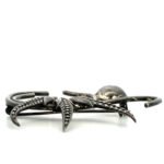 SKO Marked Vintage Art Deco Sterling Silver 3 Corn Husk Bird Brooch - Image 3