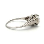 Vintage 18K White Gold .86ct Euro Cut Diamond Filigree Detail Engagement Ring Size 7.5 - Image 2