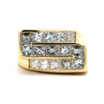 18K Yellow Gold App 1cttw Princess Cut Channel Set Zigzag Unisex Ring Size 6.5