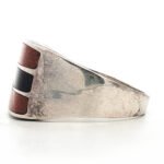 Sterling Sliver Gold Stone Inlay Mens Ring Size 13 - Image 2