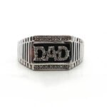 Sterling Silver Diamond "Dad" Mens Ring Size 13