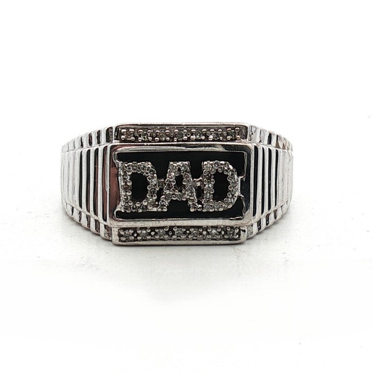 UN-4242_70a5c5jqfn6_2025-09-18-17-03-35__16839 Sterling Silver Diamond "Dad" Mens Ring Size 13 - Image 1