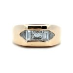 14K Yellow Gold App 2.0cttw Multi-Cut 5 Stone Diamond Mens Wedding Band Size 15