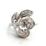 Vintage 14K White Gold App 2.0cttw Diamond Cluster Floral Estate Heirloom Ring Size 9 3/4