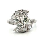 Vintage Platinum Approx 1.72cttw European and Single Cut Diamond Heirloom Cocktail Ring Size 10