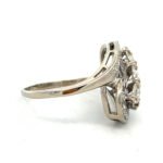 Vintage Estate 14K White Gold App 1.0cttw Diamond Art Deco Heirloom Cocktail Ring Size 9 - Image 2