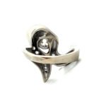 Vintage 14K White Gold App .50ct Round Euro Cut Diamond Pave Ribbon Accented Pinkie Ring Size 3 - Image 3