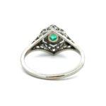 Vintage 18K White Gold Filigree Round Emerald Heirloom Ring Size 6.5 - Image 3