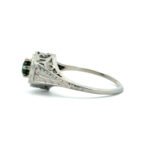 Vintage 18K White Gold Filigree Round Emerald Heirloom Ring Size 6.5 - Image 2