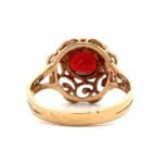Vintage 14K Yellow Gold Oval Cut Garnet Swirl Design Fashion Ring Size 6 - Image 3