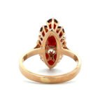 Vintage 10K Yellow Gold Navette Shaped Garnet Cluster Ornate Estate Dinner Ring Size 6 - Image 3