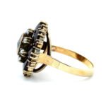 Antique Vintage 8K Yellow Gold Fancy Star Cut Czech Garnet Seed Pearl Cluster Estate Cocktail Ring Size 7.5 - Image 2