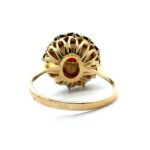 Vintage 18K Yellow Gold Czech Garnet Pearl Cluster Cocktail Ring Size 9 - Image 3