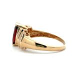 10K Yellow Gold Marquise Cut Garnet App .10cttw Diamond Accented Geometric Design Fashion Ring Sz 8.75 - Image 2
