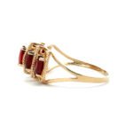 10K Yellow Gold 5 Stone Marquise Cut Garnet Braided Design Halo Birthstone Fashion Ring Sz 8 - Image 2
