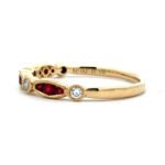 14K Yellow Gold Milgrain Border .20cttw Ruby .09cttw Diamond Birthstone Anniversary Band Size 6.25 - Image 2
