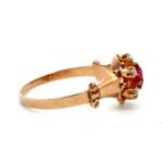 Victorian 14K Yellow Gold Oval Ruby Rose Cut Diamond Halo Accented Ornate Ring Size 8.5 - Image 2