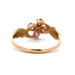 Antique Vintage 14K Yellow Gold Ruby Diamond Flower Design Ornate Ring Size 7 - Image 3