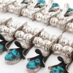 Sterling Silver Turquoise Navajo Style Squash Blossom Necklace - Image 3