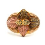 10k Yellow & Black Hills Gold Stamper 4 Leaves Fashion Ring Size 8 1/4