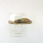 Black Hills Gold 10k Yellow Gold Round Peridot Solitaire & 2 Leaf Band Size 6.5 - Image 2