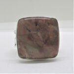 Sterling Silver Wide Band Square Cabochon Agate Ring Size 8