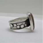 Sterling Silver Wide Band Square Cabochon Agate Ring Size 8 - Image 3