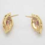 14k Yellow Gold Marquise Cut Ruby Stud Earrings & Necklace Set - Image 3