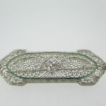 Vintage 14k Filigree Pin Brooch with Approx 1/3ct European Cut Diamond