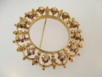 Vintage 14k Yellow Gold Approx .75ct TW Round Brilliant Cut Diamond Brooch Pin - Image 2