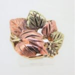 10K Black Hills Gold Pink and Gold Leaves Ring Size 6.25