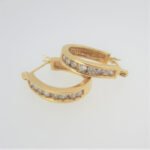 14k Yellow Gold Approx 1/3ct TW Diamond Marsala Leverback Huggie Hoop Earrings - Image 2