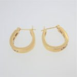 14k Yellow Gold Approx 1/3ct TW Diamond Marsala Leverback Huggie Hoop Earrings - Image 3