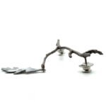 K. Pierce Signed Sterling Silver Wire Branch with a Single Leaf Brooch - Image 3