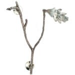K. Pierce Signed Sterling Silver Wire Branch with a Single Leaf Brooch