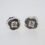 14k White Gold Approx .08ct TW Diamond Blooming Flower Design Stud Earrings