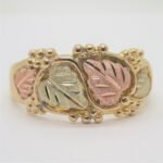 10k Yellow & Black Hills Gold CDI Signed 2-Tone Leaves Grapes Band Ring Sz 11.5