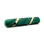 14K Yellow Gold Malachite Brooch Pin - Image 2