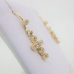 14k Yellow Gold 1/5ct TW Diamond Cross Drop Dangle Earrings with Original Tag - Image 3