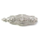 14K White Gold Filigree Approximately 1.0 ct. tw. Diamond Brooch Pendant
