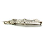 14K White Gold Filigree Approximately 1.0 ct. tw. Diamond Brooch Pendant - Image 2