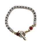 Sterling Silver 14k Ruby David and Ronnie Toggle Bracelet 8"