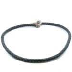 Carolyn Pollack Sterling Dark Blue Braided Leather Toggle Necklace