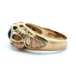 10k Yellow Gold Colored Black Hills Gold Leaf Ring Black Center Stone Size 5.5 - Image 2