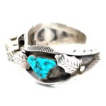 Sterling Silver Turquoise Watch Cuff Bracelet - Image 2