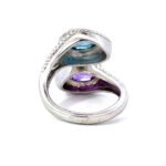 Sterling Silver Pear Shaped Amethyst and Blue Topaz Ring Size 8 - Image 3