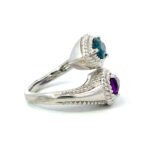 Sterling Silver Pear Shaped Amethyst and Blue Topaz Ring Size 8 - Image 2