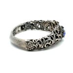 Carolyn Pollack Sterling Silver Cuff Bracelet- Ornate Filigree w/ Faceted Blue Gemstone
